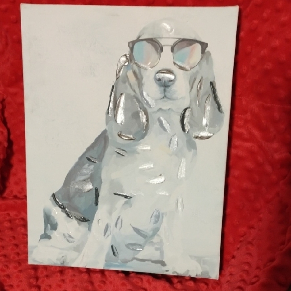 Stylish Dog Canvas Art with Sunglasses